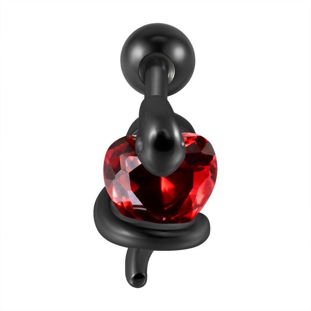 Coiled Heart Straight Rod Bone Male Earrings