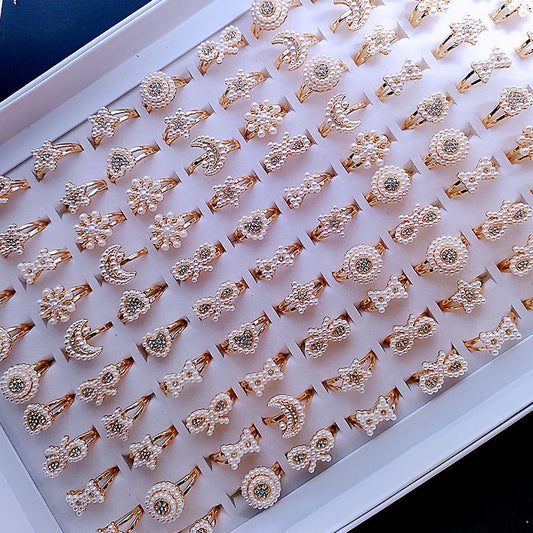 Gold-plated African Plastic Pearl Accessories More Rings