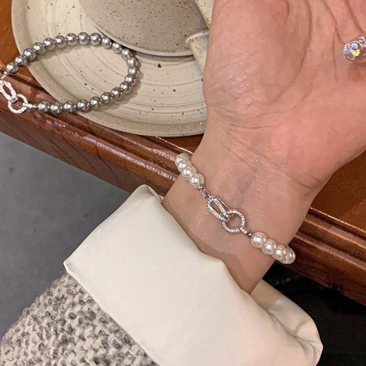 Women's Buckle Perfect Circle Polo Pearl Simple Bracelets