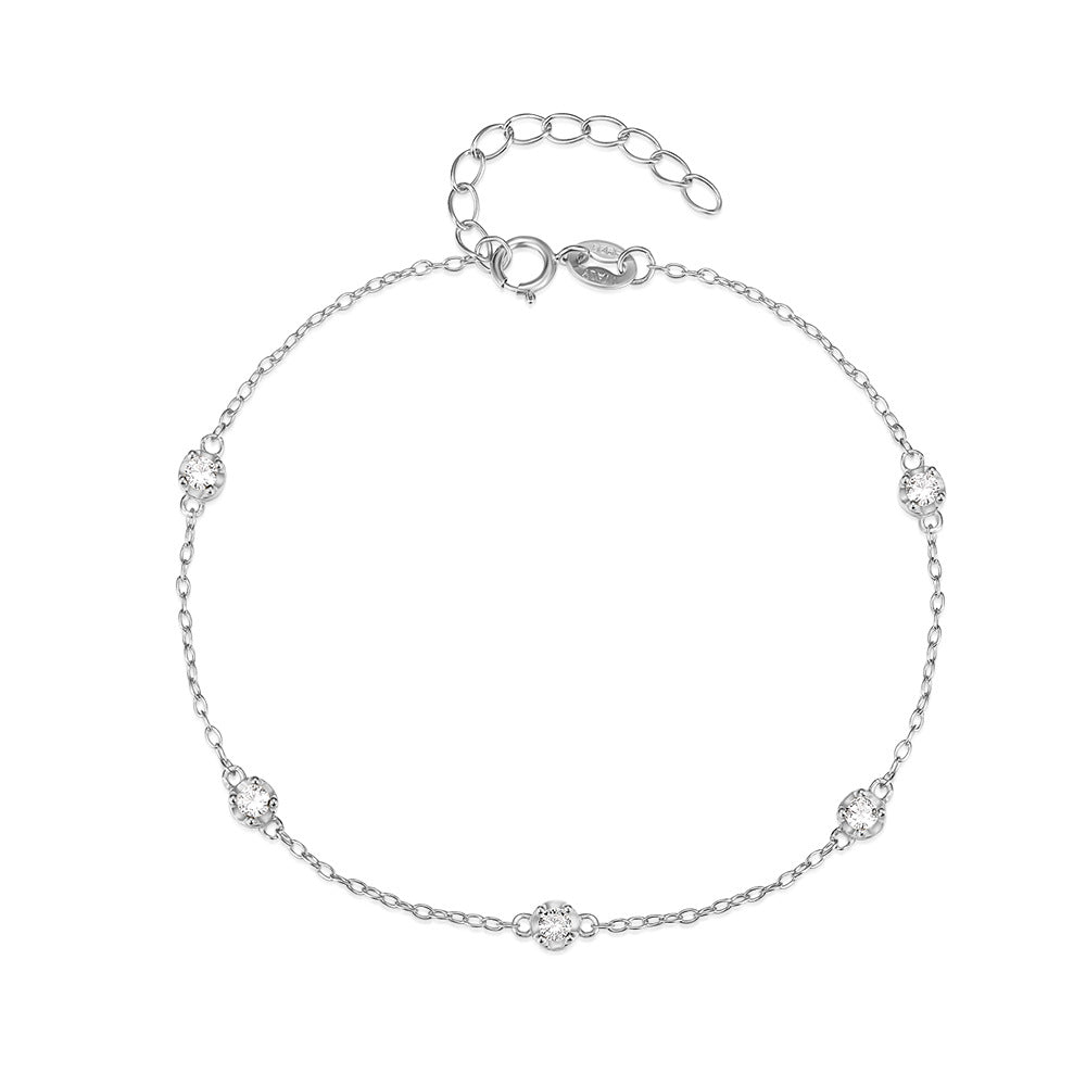 Women's Sterling Sier Classic Simple Diamond Versatile Bracelets