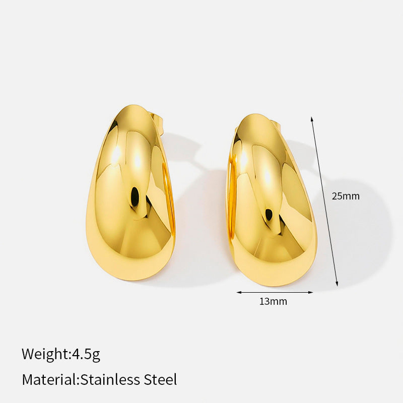 Women's Glossy Surface Water Drop Simple Commute High-grade Stainless Earrings