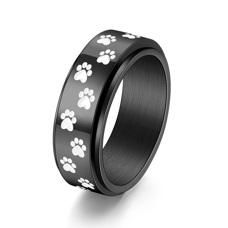 Men's Steel Punk Dog Paw Can Be Rotatable Rings