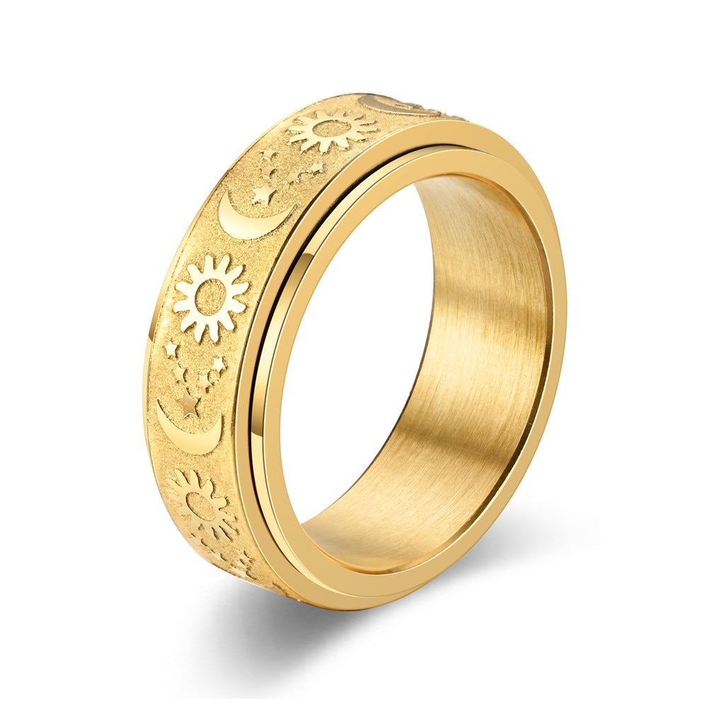 Sun Moon Star Titanium Steel Casting Rotatable Rings