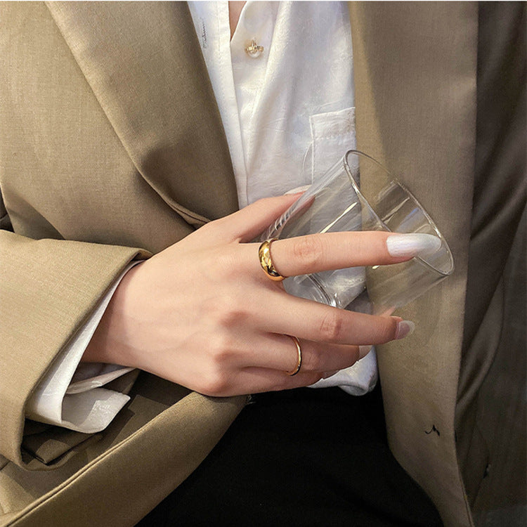 Female Simple Stacked With Index Finger Pinky Rings
