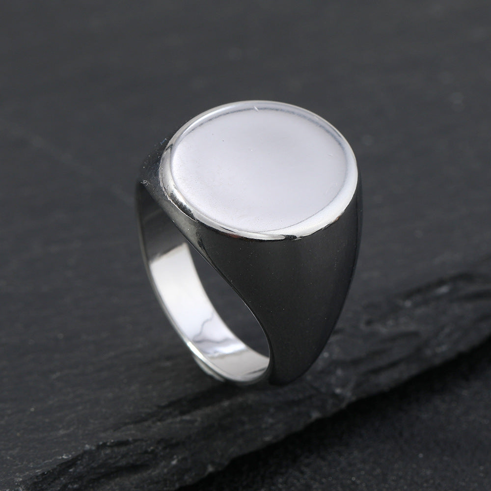 Women's & Men's Titanium Steel Casting Geometric Glossy Stainless Rings