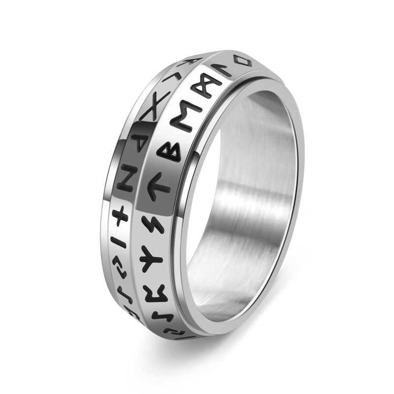 Men's Nordic Viking Rune Titanium Steel Rotatable Unisex Rings