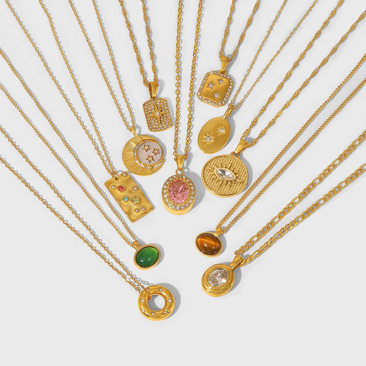 Women's Steel Vintage Natural Stone Neck Accessories Necklaces