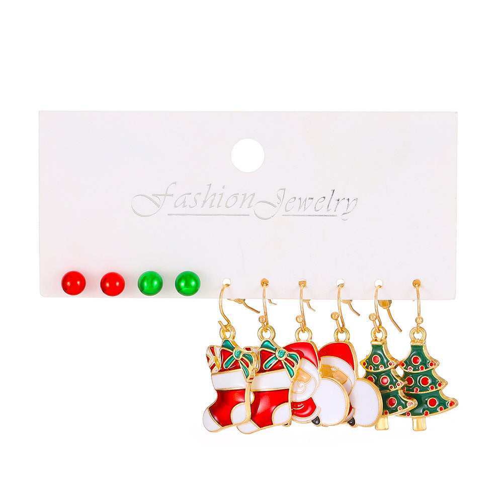 Women's Suit Cartoon Dripping Elk Santa Claus Earrings