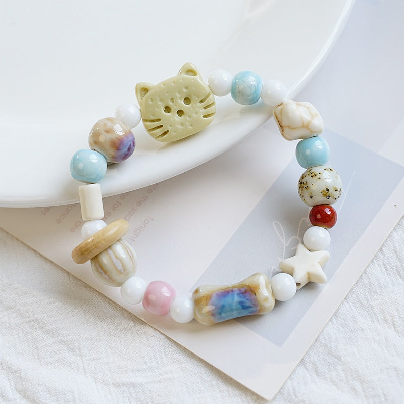 Ceramic High-grade Biscuit Cat Series Design Bracelets