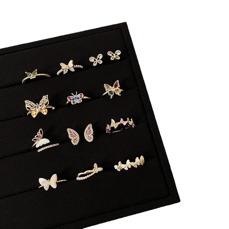 Sweet Cute Color Butterfly Opening Collection Female Personality Rings