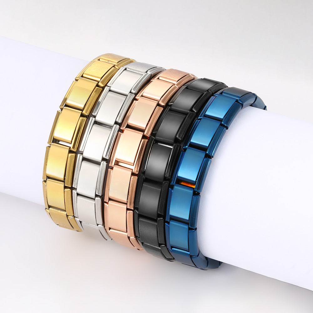 Vacuum Real Gold Plating Italian Module Square Bracelets