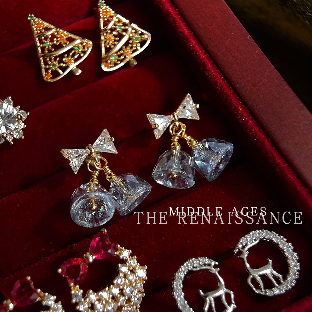 Limited Chinese Style Series Zircon Bell Bow Earrings