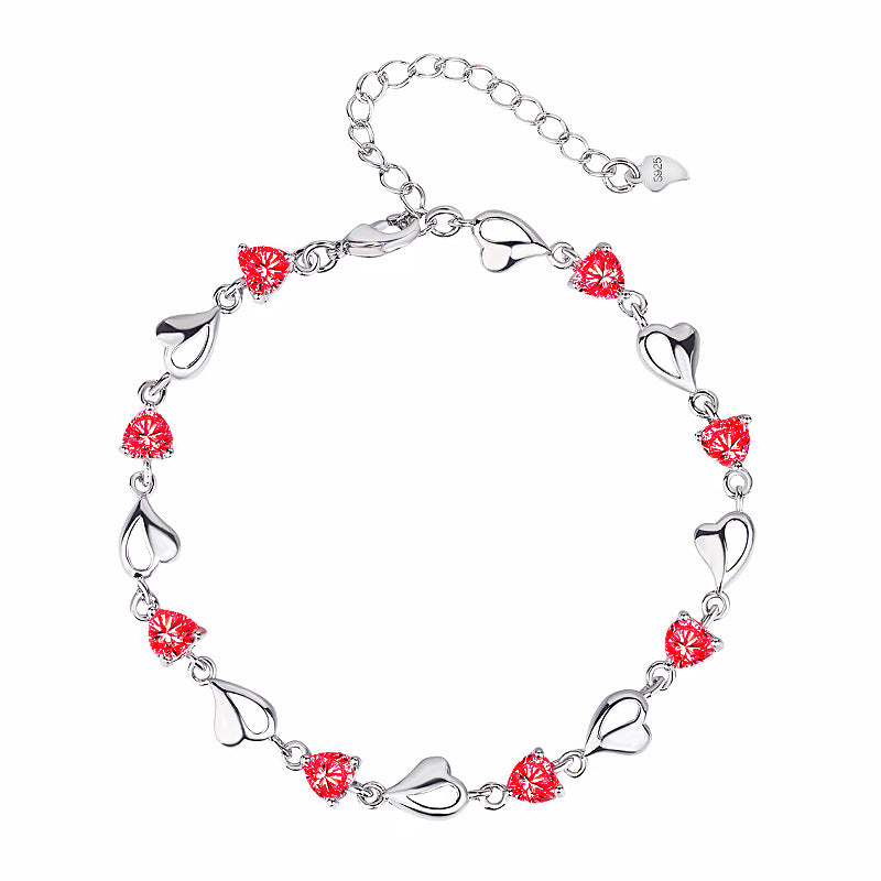 Blue Diamond Heart-shaped Zircon Female Birthday Bracelets