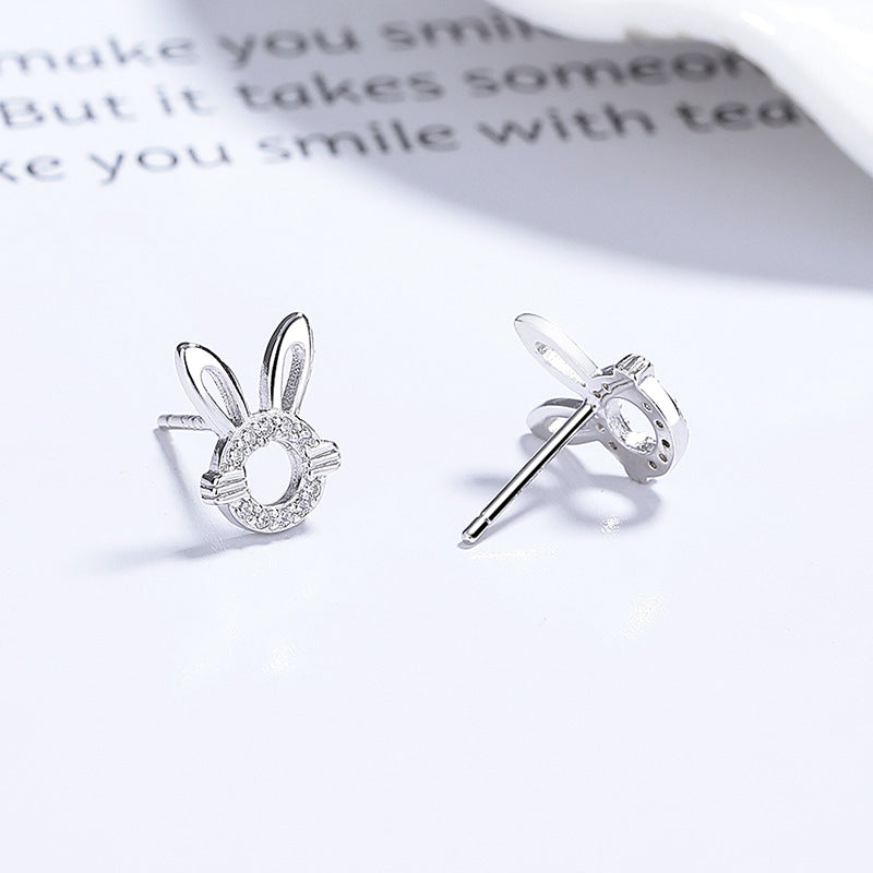 Sterling Sier Hollow Rabbit Female Personalized Earrings
