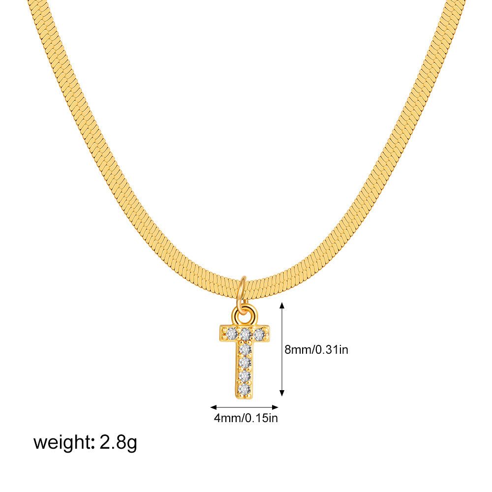 Stainless Steel Snake Bones Chain Letter Necklaces