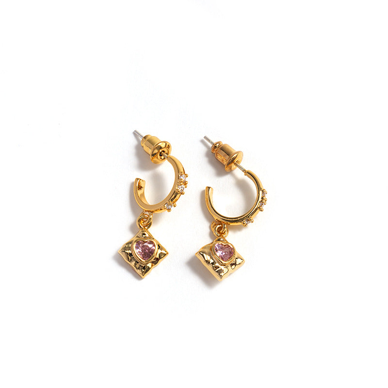 Women's Simple Niche High-grade Zircon Elegant Light Extravagant Love Earrings