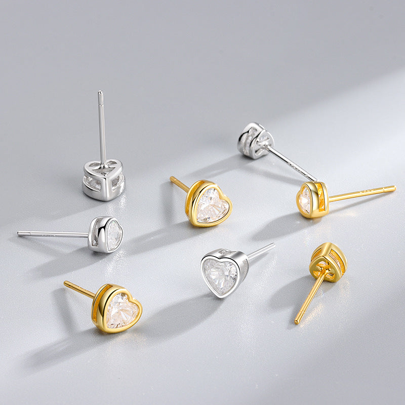 Women's Sier Diamond Bag With Heart-shaped Zircon Earrings