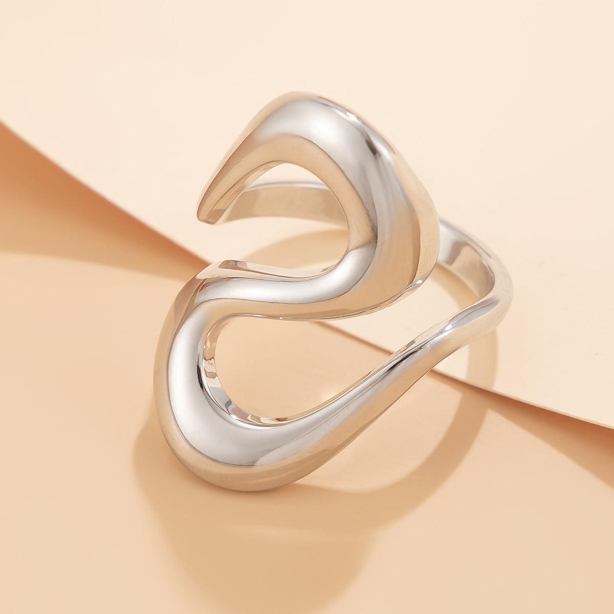 Fashion Geometry Pattern Liquid Metal Glossy Rings