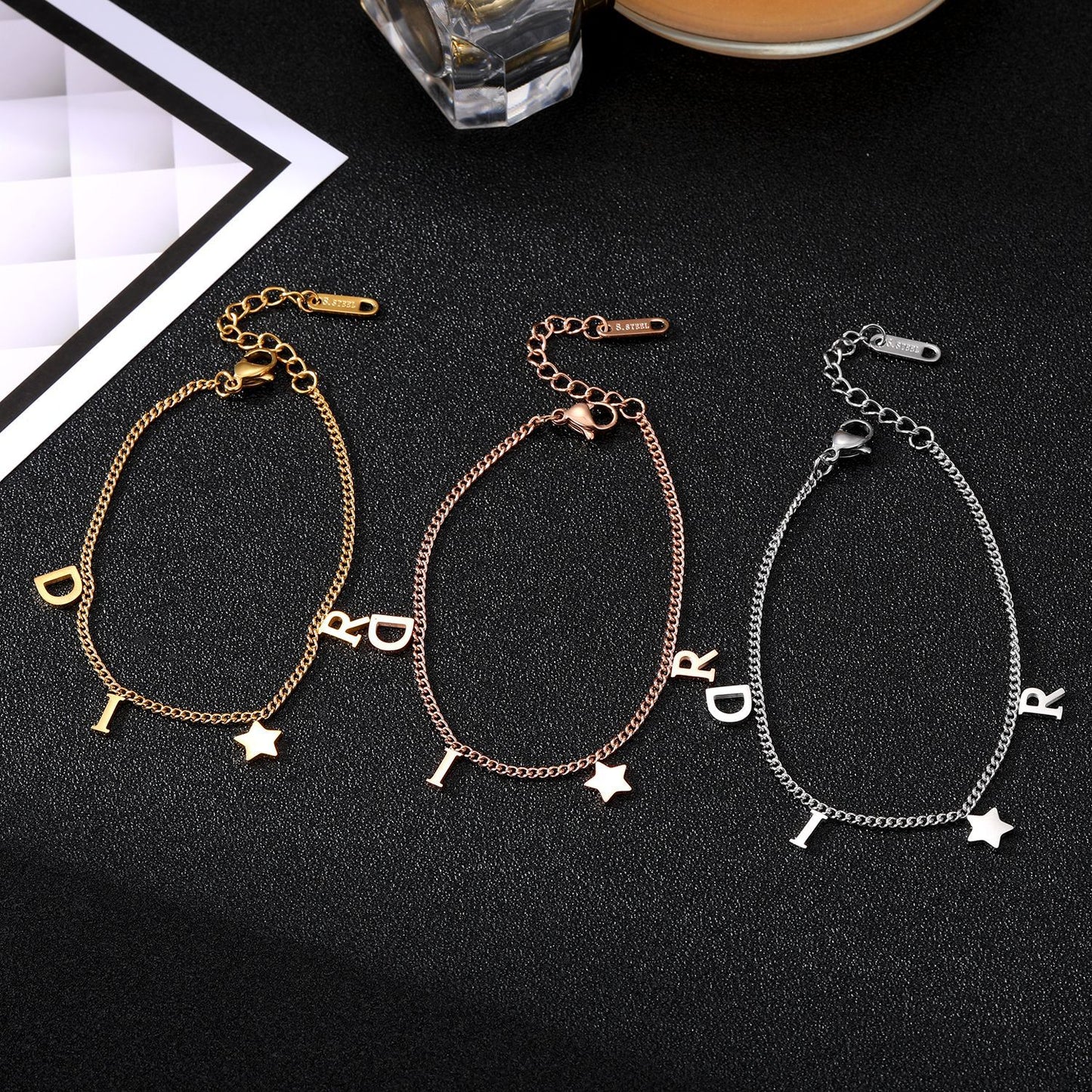 Stainless Steel Star Letters Affordable Luxury Style Five-pointed Bracelets