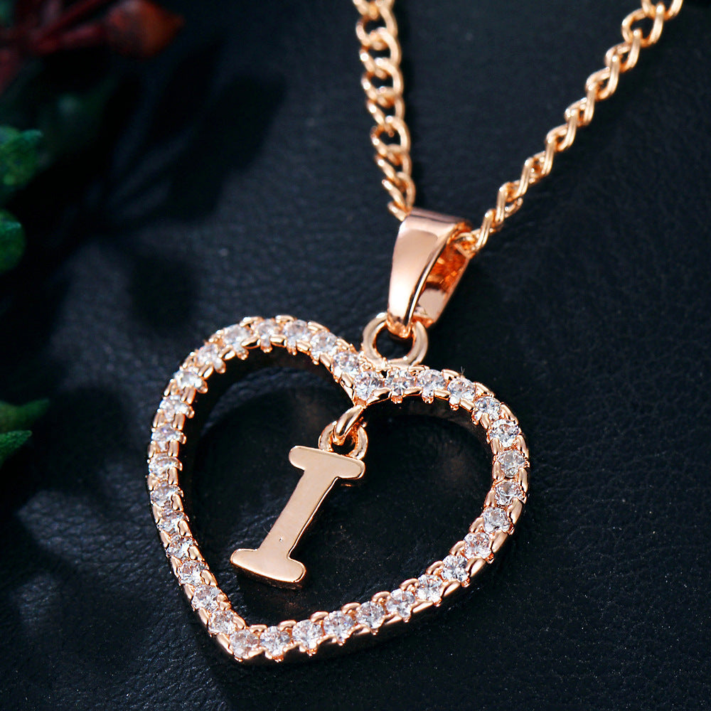 Letter Heart-shaped Zircon Jewelry Clavicle Chain Necklaces