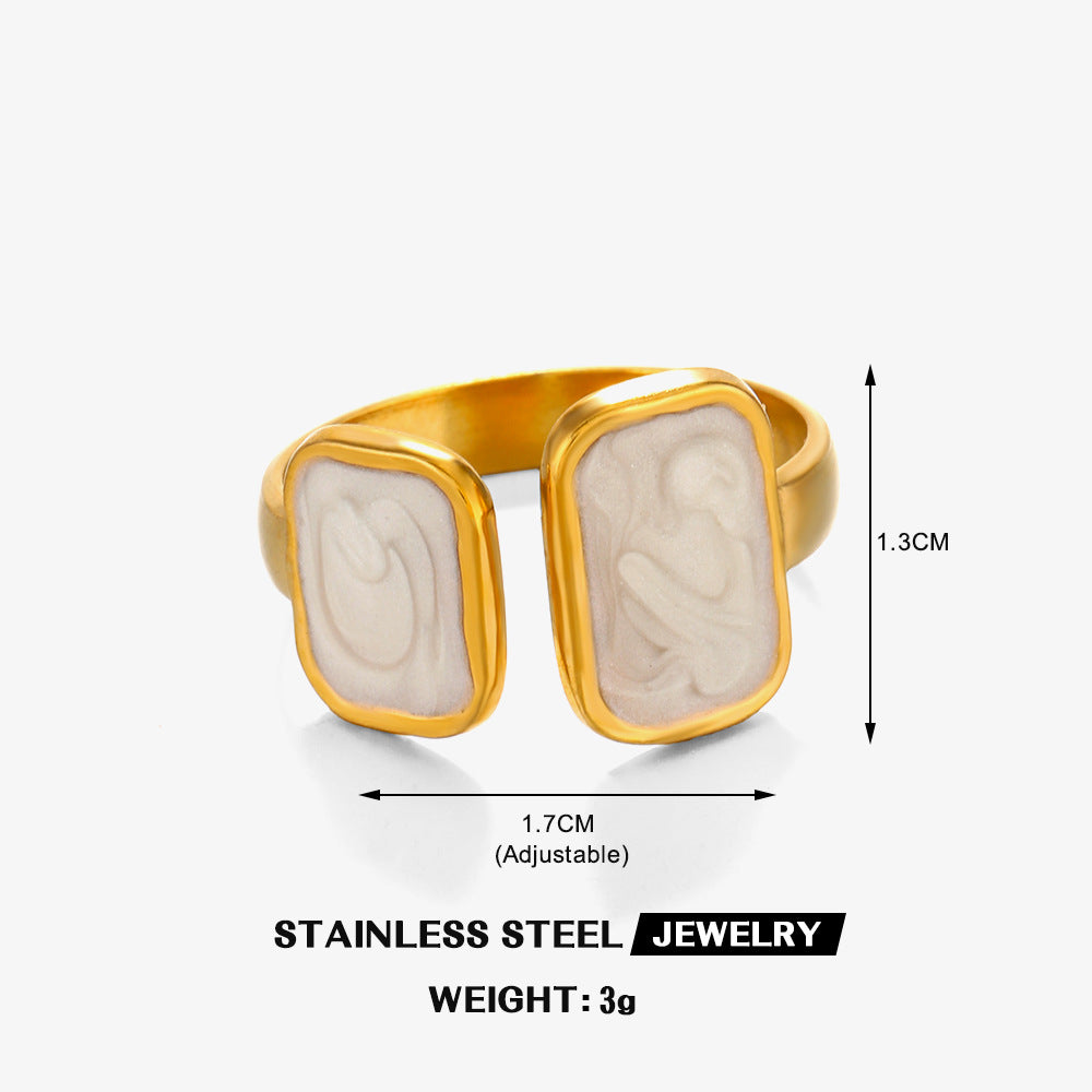 Women's Square Drip Open French Retro Popular Rings