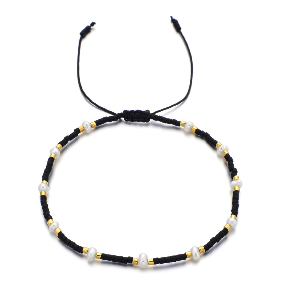 Bead Pearl Stylish Adjustable Woven Hand Strap Bracelets