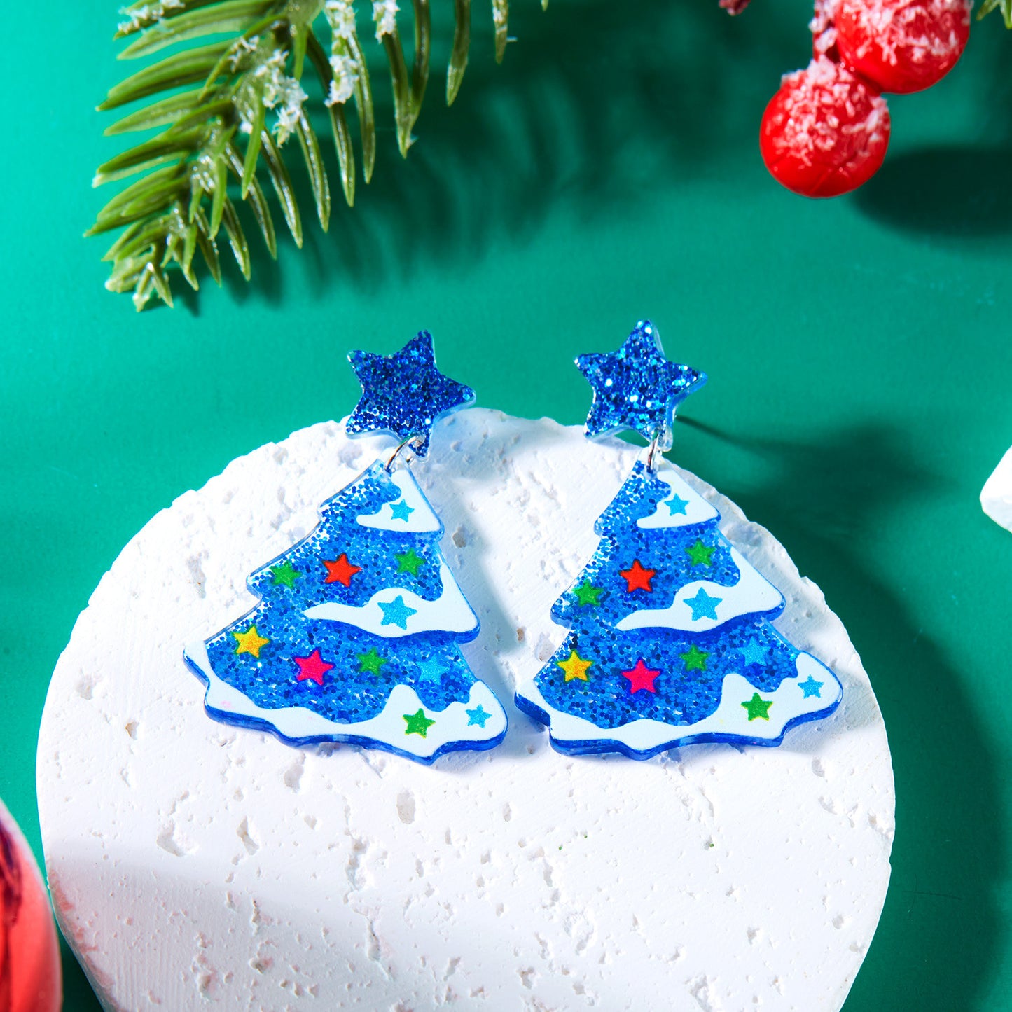 Women's Christmas Creative Cartoon Colorful Tree Acrylic Earrings