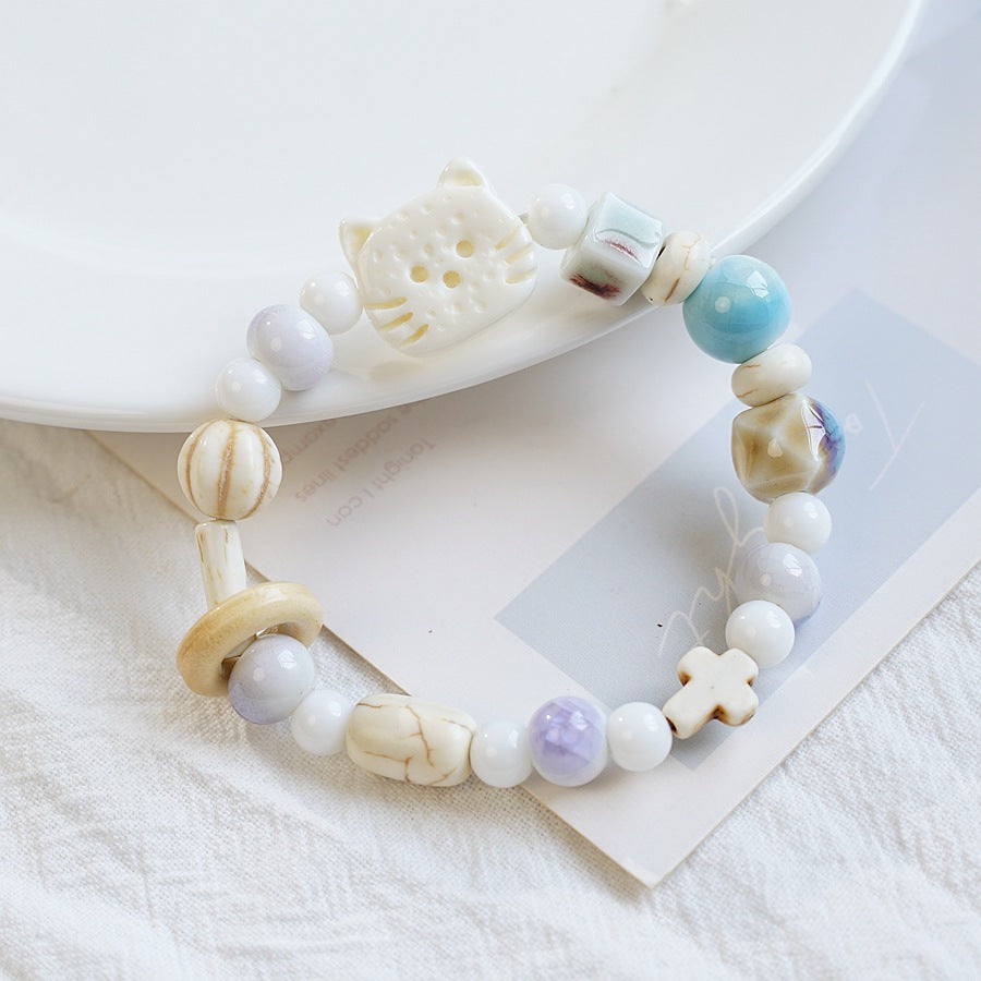 Ceramic High-grade Biscuit Cat Series Design Bracelets