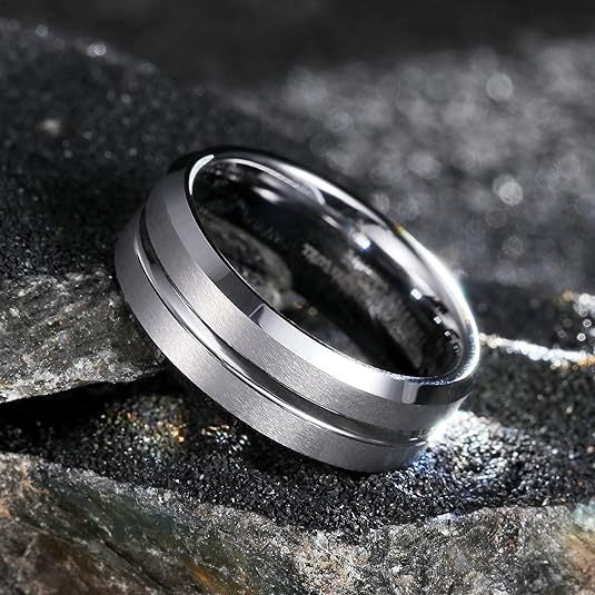 Men's Wedding Double Bevel Brushed Matte Simple Rings