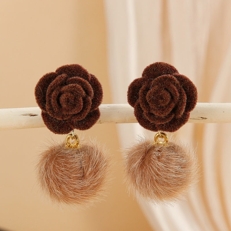 Women's Needle Flocking Leopard Print Geometric Ear Earrings