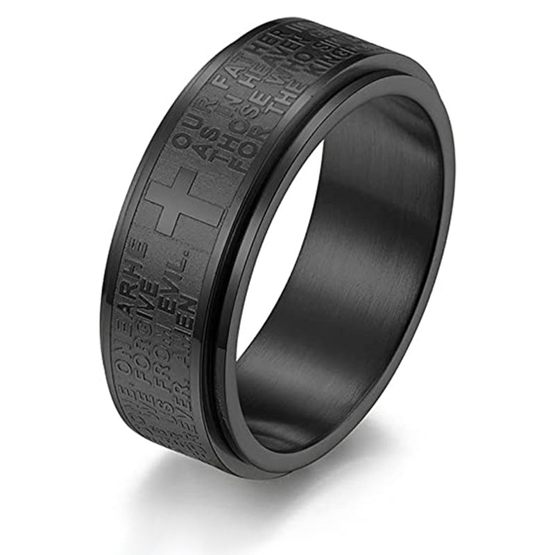Inspirational Text Titanium Steel Rotatable Hand Rings