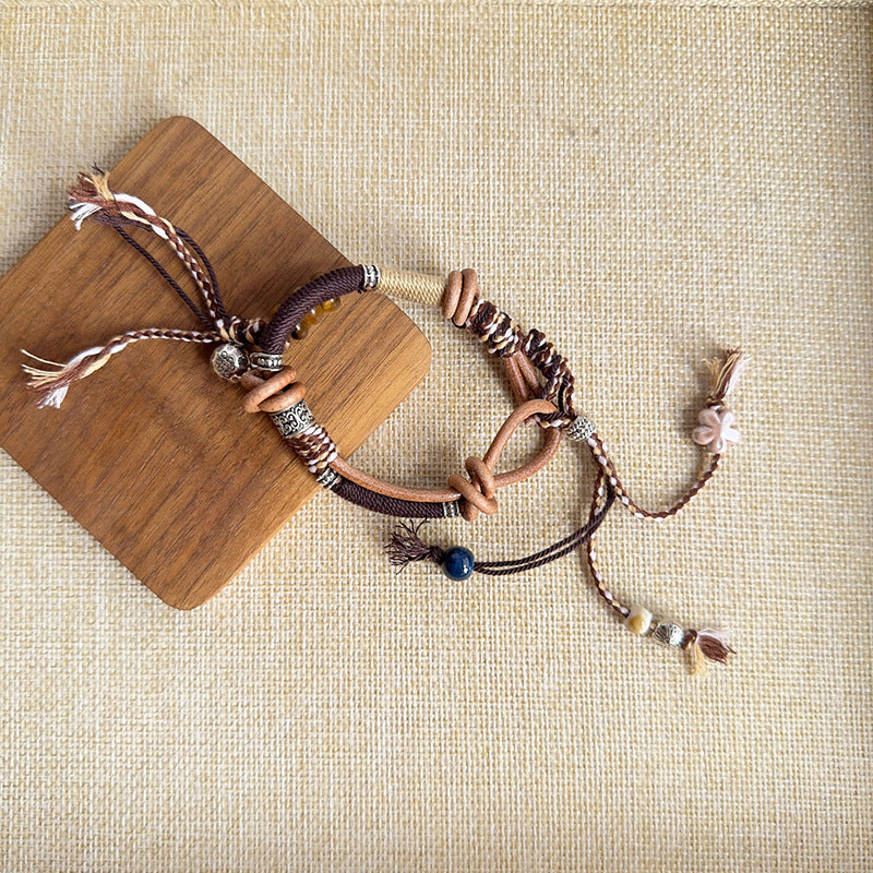 Ceramic Beaded Braided Rope Ethnic Style Bracelets