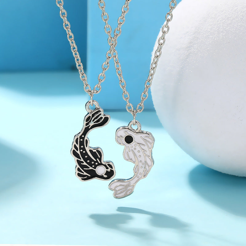 Eight Diagrams Fish Black White Splice Necklaces