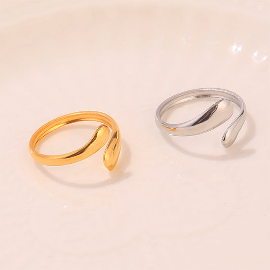 Steel Gold-plated Love Heart Flowers Glossy Rings