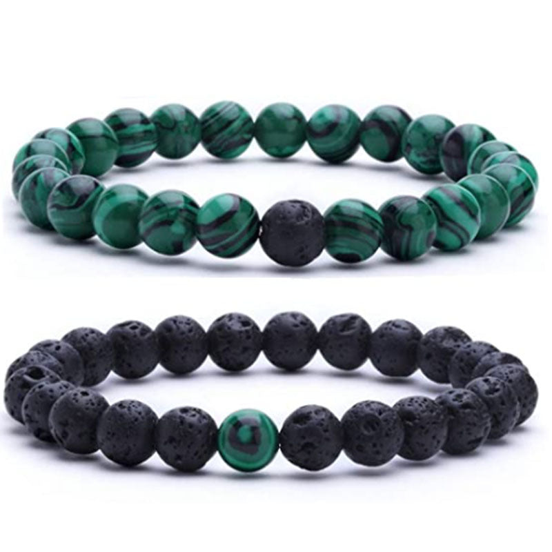 Men's Lava Stone Beads Couple Yellow Tiger Bracelets