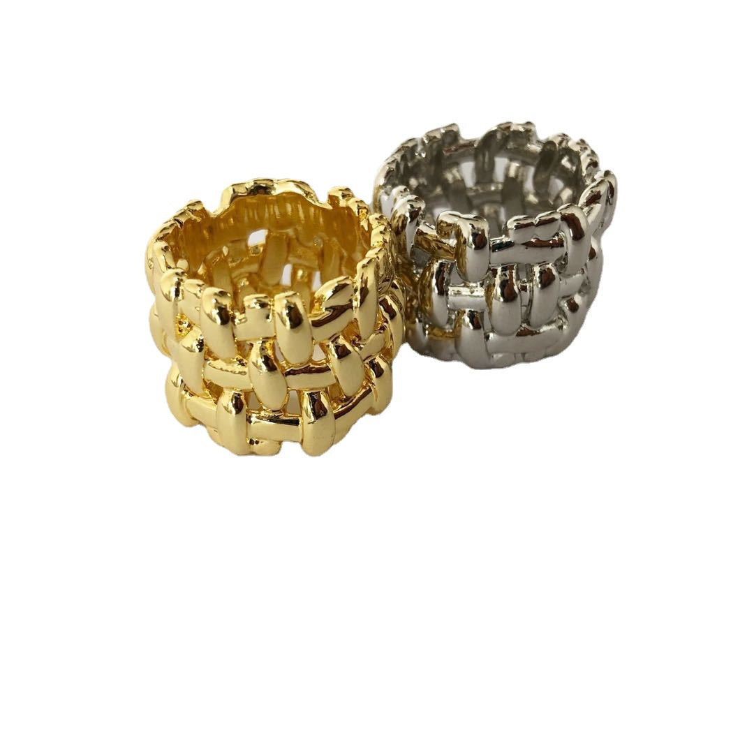 Ornament Exaggerating Unique Fashion Metallic Woven Rings