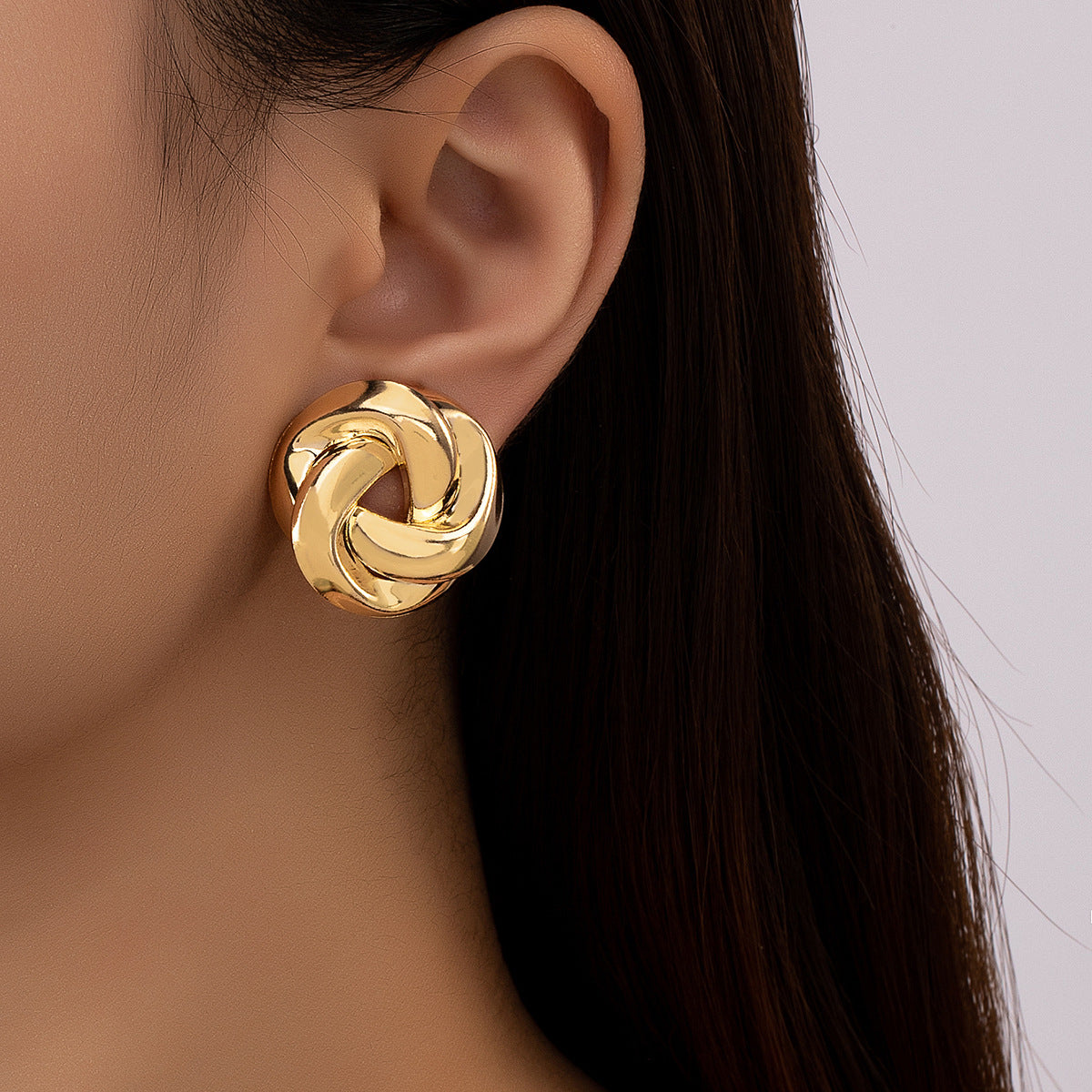 Elegant Metal Personality Button Hipster Retro Earrings