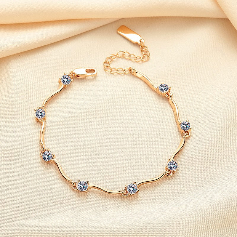 Women's Champagne Gold Zircon Temperament Wild Pull Bracelets