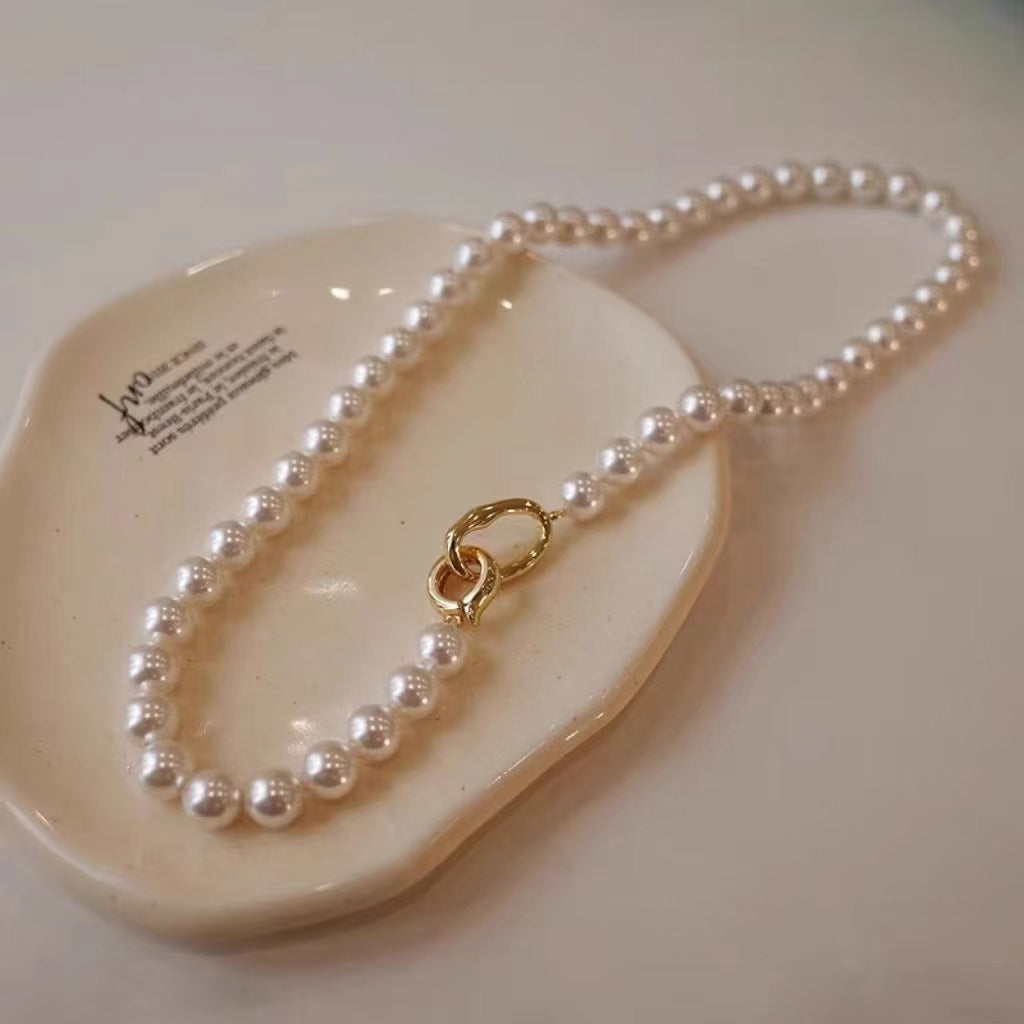 Buckle Gray White Red Pearl Light Luxury Female Necklaces