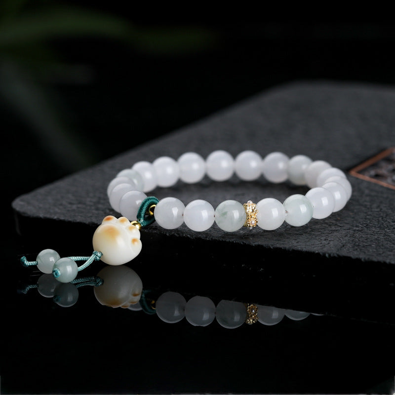 Women's Natural Jade Safety Buckle Colored Beaded Bracelets