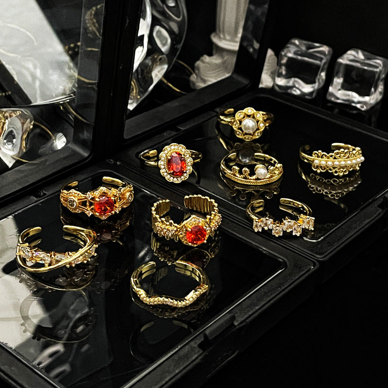 Court Style Lace Elegant Open Female Rings