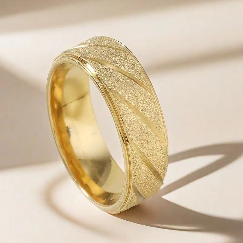 Men's Fashion Decompression Sand Pressing Striped Minimalist Rings