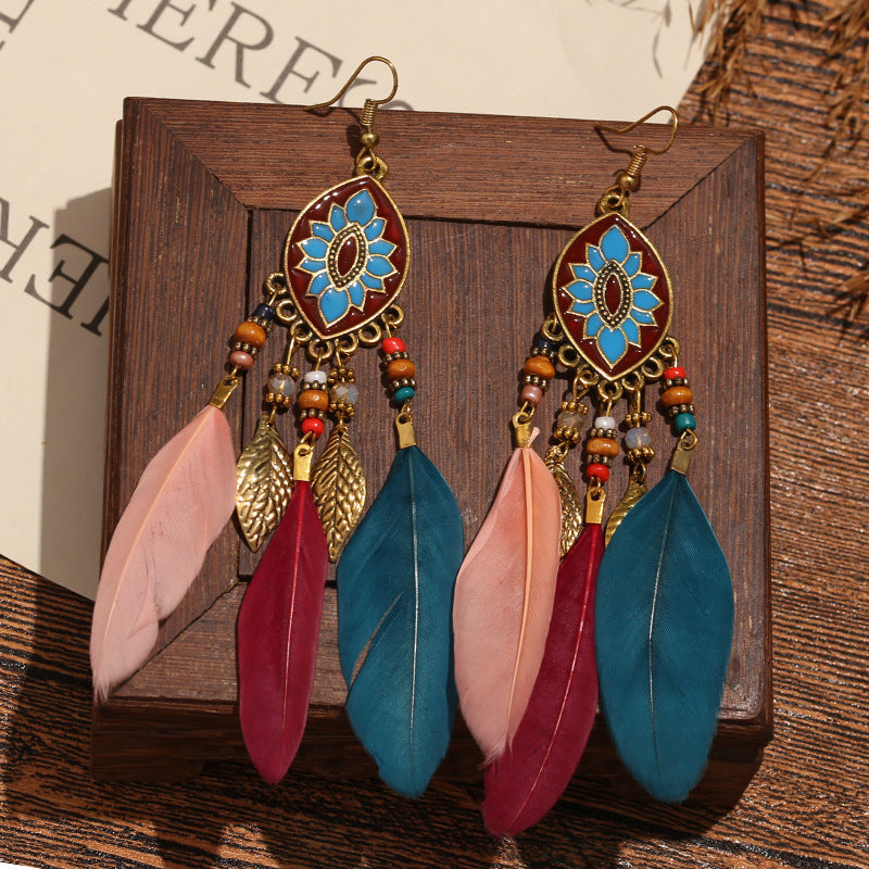 Ear Hook Personality Metal Leaf Handmade Earrings