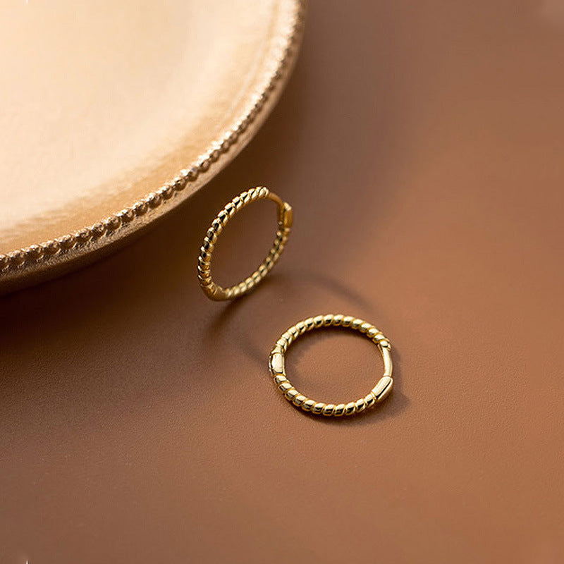 Women's Small Ear Sterling Sier Twist Temperament Clip Earrings