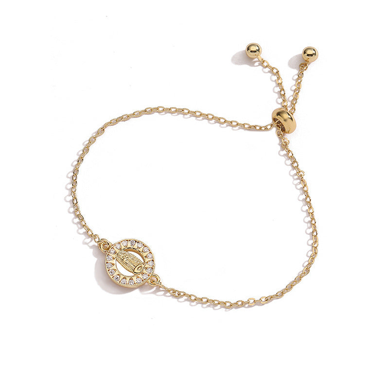 Virgin Mary Adjustable Pull Vintage Oval Portrait Bracelets