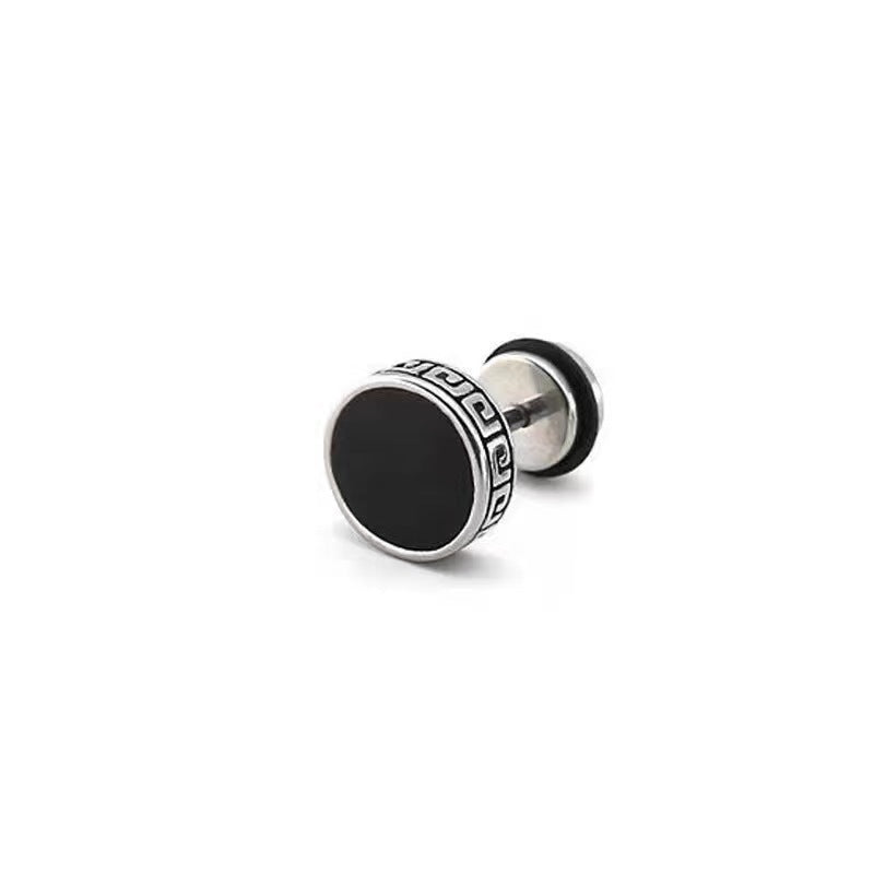 Trendy Unique Stainless Steel Dumbbell Round Cake Fashion Earrings