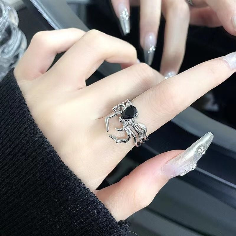 Gem Spider Nail Niche Design Cold Rings