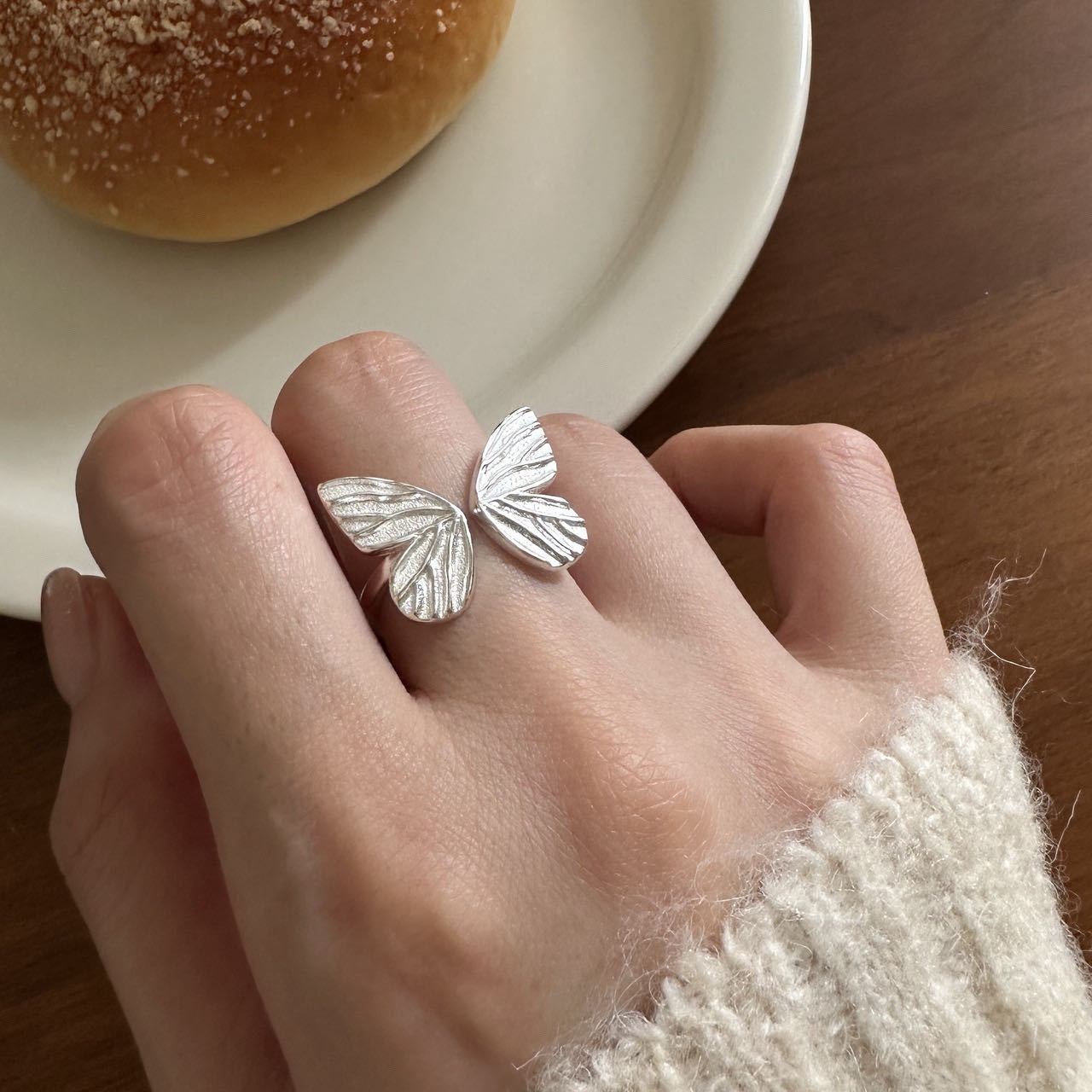 Butterfly Female Twin Elegant Personality Sier Rings