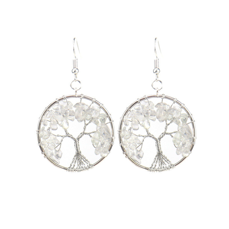 Natural Crystal Gravel Colorful Tree Root Lucky Earrings