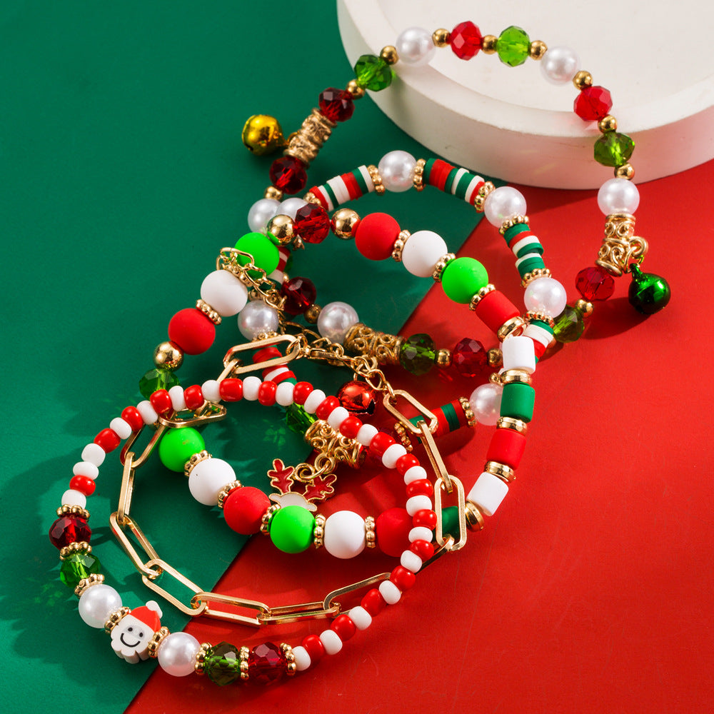 Alloy Wreath Elk Red Green White Polymer Bracelets